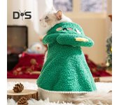 Capa de gato navideña, disfraz cálido con capucha para mascota, capa peluda para cachorro con cuernos de estrella, atuendo de invierno para mascota para fiesta, accesorio fotográfico S marrón