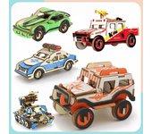Rompecabezas 3D de madera para niños, modelo de coche, adornos, juguetes educativos hechos a mano para niños