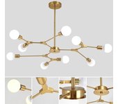 Lámpara de techo nórdica moderna minimalista para sala de estar, comedor, dormitorio, rama de molécula, lámpara de techo para el hogar 3 headlights negro