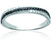 Bague Argent 'Scarlett' noir blanc argenté (rhodié) - 3 mm 50 negro