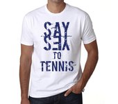 Camiseta vintage para hombre con gráfico  Di sí al tenis , color blanco XS blanco