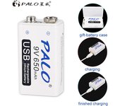 PALO 9V Micro USB batería recargable 650mAh li-ion 6F22 baterías 9v litio para multímetro micrófono juguete Control remoto KTV blanco