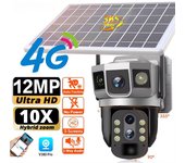 Cámara IP solar 4G de 12 MP y 6 K, vigilancia CCTV, zoom digital de 10X, monitor impermeable para exteriores, detección de movimiento PIR, visión nocturna, cámara V380 4G cam