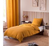 Parure de draps 3 pièces  Noah  Gaze de Coton pour lit 1 Place - Gaze de coton Curry