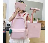 Conjunto de mochila de cuatro piezas, mochila de color sólido, mochila escolar para estudiantes de secundaria, mochila para niñas azul