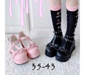 Zapatos bonitos JK japoneses de Lolita para mujer, zapatos Kawaii con lazo, demonio gótico oscuro, plataforma Punk, Cosplay, negro, rosa, de talla grande 37 negro