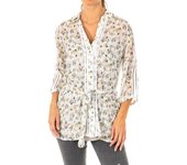 Camisa de manga 3/4 con oberturas y puños ajustables LWC009 para Mujer L beige