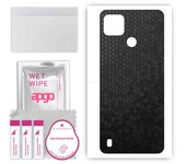 apgo Protective Skin Sticker for the back compatible with Realme C25Y India, Wrap Film, Foil, Vinyl - Pattern Black Honeycomb