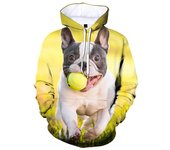 Sudadera con capucha con estampado 3D de bulldog francés para hombre, sudadera informal de manga larga a la moda, sudadera de calle, ropa de otoño para niños 5XL