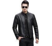 Chaqueta Casual para Hombre Chaqueta de Cuero de Pu para Hombre de Otoño Chaqueta de Moto de Viento británica Chaqueta de Cuero para Hombre M azul ultramarino