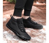 Zapatillas de deporte cálidas para correr para hombre y mujer, zapatos de goma para correr descalzos, impermeables, antideslizantes, transpirables para caminar al aire libre, invierno 36 negro
