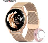 Reloj inteligente MEVADEN con llamadas Bluetooth, reloj de esfera personalizada para mujer y hombre, reloj inteligente deportivo con control del ritmo cardíaco y rastreador de actividad física para Android e IOS oro/rosa brillante