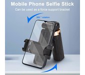 Trípode para palo de selfie de mano con rotación de 360 grados y soporte para teléfono portátil con control remoto compatible con Bluetooth. B