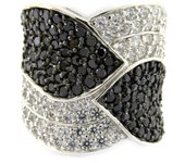 Bague Argent 'Romy' Noir Blanc argenté (rhodié) - 20 mm 52 negro