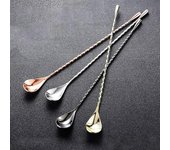 Agitadores de cóctel de mango largo, palillo mezclador de barman, cuchara de acero inoxidable, kit de barman, accesorios, coctelera de whisky, barra de cocina plata