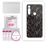 apgo Protective Skin Sticker for the back compatible with Motorola Moto G Power, Wrap Film, Foil, Vinyl - Pattern Carbon Black Pixel