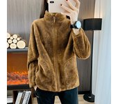 Chaqueta de exterior para mujer, cálida, de invierno, con cuello alto, de felpa, informal, de talla grande 4XL