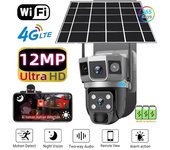 Cámara IP solar 4G con WIFI, CCTV, 12 MP, lente dual, triple pantalla, PTZ, seguimiento automático, 6K, vigilancia de seguridad Curious V380 Pro WiFi Cam