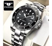 FNGEEN, camiseta nueva de marca, reloj de lujo para hombre con caja, relojes de cuarzo deportivos militares con fecha de acero inoxidable a la moda para hombre