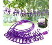 Tendedero portátil para ropa con 12 pinzas, retráctil, para exteriores color rosa