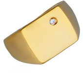 Anillo de sello chapado en oro 'Charles' oro blanco - 12x13 mm 68 blanco