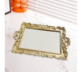 Bandeja de espejo decorativa retro para maquillaje, cosmética, dorada, de sobremesa, de pared, antigua