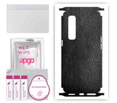 apgo Protective Skin Sticker for the back+sides compatible with Oppo Find X2 Pro, Full Wrap Film, Foil, Vinyl - Pattern Black Leather
