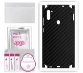 apgo Protective Skin Sticker for the back+sides compatible with Samsung Galaxy M11, Full Wrap Film, Foil, Vinyl - Pattern Carbon Black