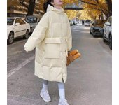 Chaqueta de algodón con capucha larga para mujer Parker Chaqueta de algodón para mujer Abrigo adelgazante de longitud media Abrigo cálido de invierno S beige