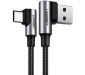 Ugreen Right-Angle USB-C Cable 0.5m, Grey, 3A, Quick Charge 3.0, Model US176 20855