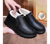 Botas de nieve cálidas de invierno para hombre, resistentes al agua, forro de piel sintética, botines cortos, zapatos antideslizantes, mocasines para caminar, zapatos para hombre, zapatillas de trabajo cómodas 38 negro