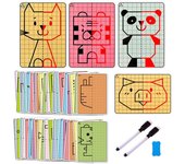 10 hojas de enrejado para niños, dibujo simétrico, gráficos, rompecabezas, juguetes, concentración creativa, tren, trazado, tarjetas de pintura, material didáctico para niños
