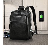 Mochila de cuero estilo coreano para hombre: una mochila escolar moderna y urbana para estudiantes universitarios. negro