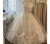 Falda de lolita de boda de flores Falda grande de princesa lolita Vestido de tirantes JSK Vestido de novia One Size marfil