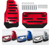 Pedal de acelerador de freno de gas de aluminio para interior de coche, universal, antideslizante, cubierta embellecedora, color azul, rojo y plateado rojo