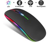 Ratón inalámbrico RGB recargable Bluetooth ratón inalámbrico ordenador Mause retroiluminado con LED ratón ergonómico para juegos para ordenador portátil PC gris