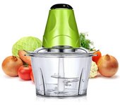 Picadora eléctrica de alimentos de 220V, 2L, 300W, picadora de carne, procesador rápido para el hogar, máquina cortadora, mezclador multifuncional, licuadora y rebanadora verde