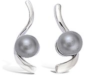 Les Trésors De Lily [L1817] - Boucles argent 'Perla' Gris argenté (rhodié) - 20x7 mm gris