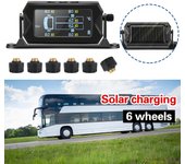 Sistema de monitoreo de presión de neumáticos con 6 sensores externos para coche, RV, camión, TPMS, alarma LCD Digital Solar inalámbrica