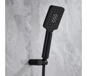 Cabezal de ducha de mano negro mate con 3 funciones, soporte para ducha de baño y manguera de acero inoxidable de 1,5 m, accesorios de baño TH387