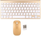 Kit de teclado y ratón inalámbrico inteligente, silencioso, con indicador LED, resistente al agua y con ahorro de energía, teclado compacto oro