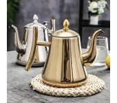 Tetera gruesa de acero inoxidable para cocina, tetera dorada plateada con Infusor, cafetera, Cocina de Inducción, tetera, hervidor de agua, 1 ud. silver 1L