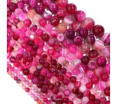Cuentas de ágata de ónix con rayas rojas y rosas, cuentas de piedra sueltas de 4-12mm para hacer joyas, accesorios de moda DIY Dia 4mm