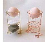 Organizador de maquillaje Beauty Egg con cojín de aire y estante para polvos, organizador de cajones de maquillaje multicapa de doble capa