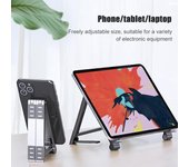 OATSBASF Soporte plegable para portátil, soporte para teléfono, soporte para Macbook, accesorios de escritorio, tamaño ajustable plata