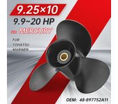 Hélice fueraborda para Tohatsu Mercury 9,9 hp 15 hp 20 hp 9,25 x 10, tornillo de aleación de aluminio para barco, 3 palas, 14 estrías, pieza de motor marino