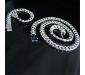 Conjunto de joyería para hombre, collar, pulsera de cadena pesada sólida de plata de ley S925, 10MM, 20/22/24 pulgadas, regalo de boda y vacaciones 50cm and 20cm plata