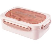 Fiambrera MeyJig para microondas, de acero inoxidable, a prueba de fugas, con vajilla incluida color rosa