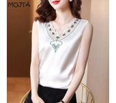 Blusas bordadas sueltas Blusa de satén Blusas de seda para mujer Camisas de talla grande Camisa de encaje para mujer Top elástico M