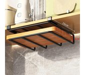 Estante organizador colgante para cocina con ganchos debajo del armario, colgador de trapos y toallas de papel, tabla de cortar, soporte para cubierta de olla, estante de almacenamiento
